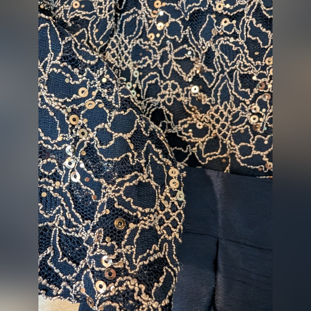 NWT Jessica Howard Party Dress Sz. 10 PETITE BLUE & GOLD - Picture 7 of 17